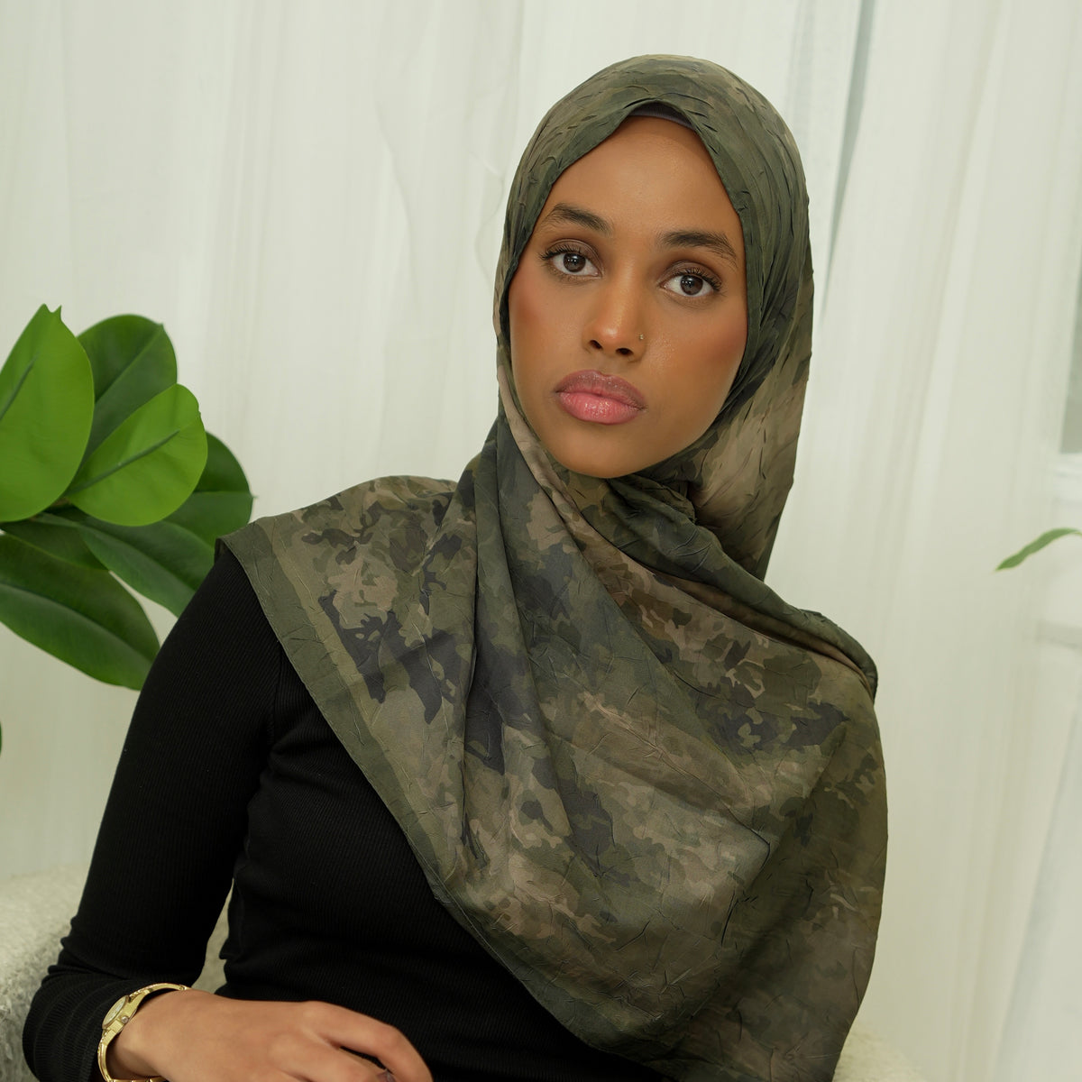 Shadow Moss Crushed Hijab Green