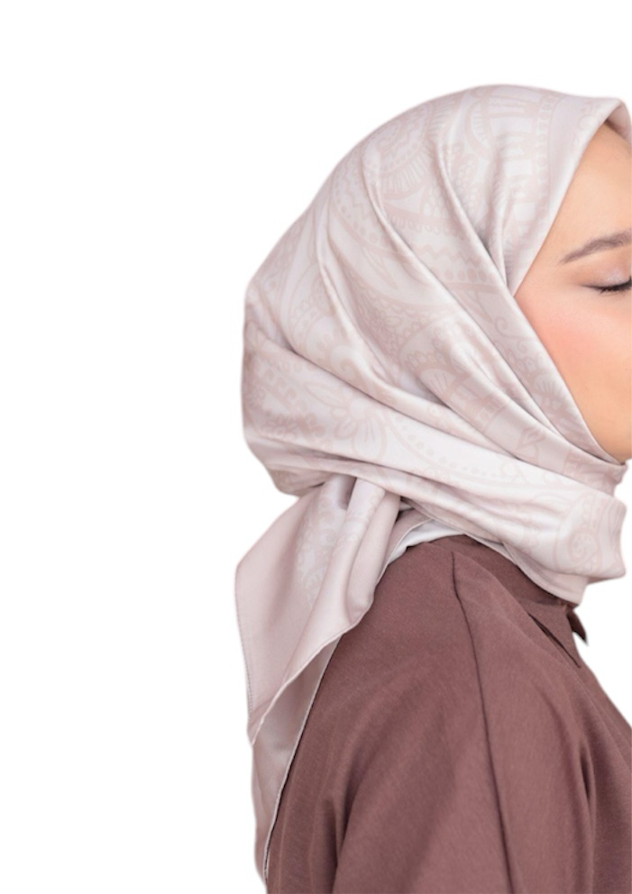 Paisley Beige Square Twill Satin Hijab
