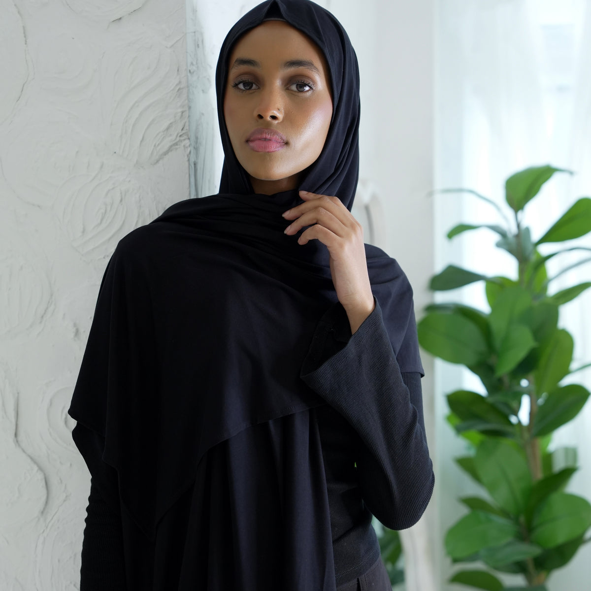 Bamboo Jersey Hijab Black