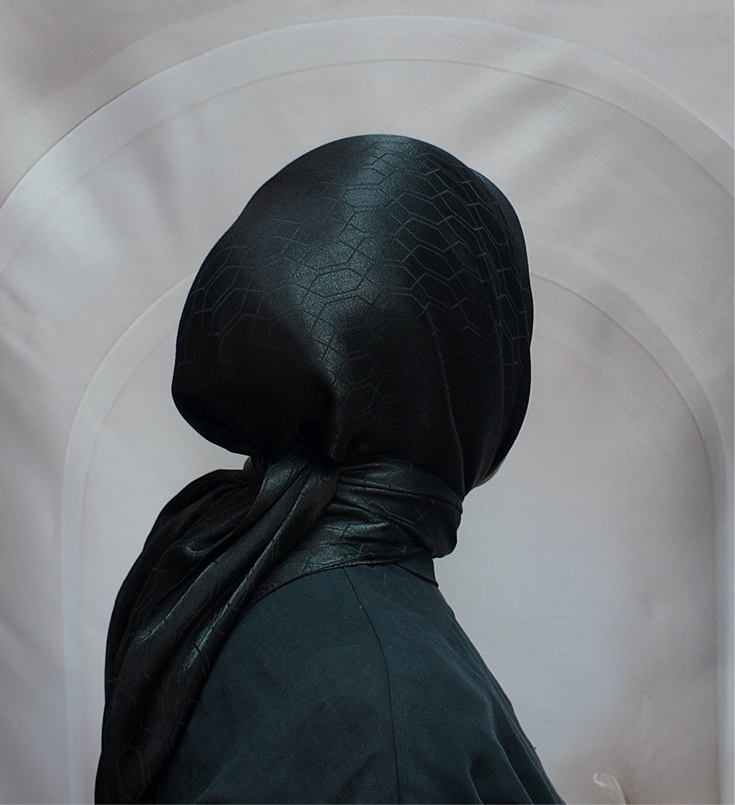 Geometric Jacquard square hijab