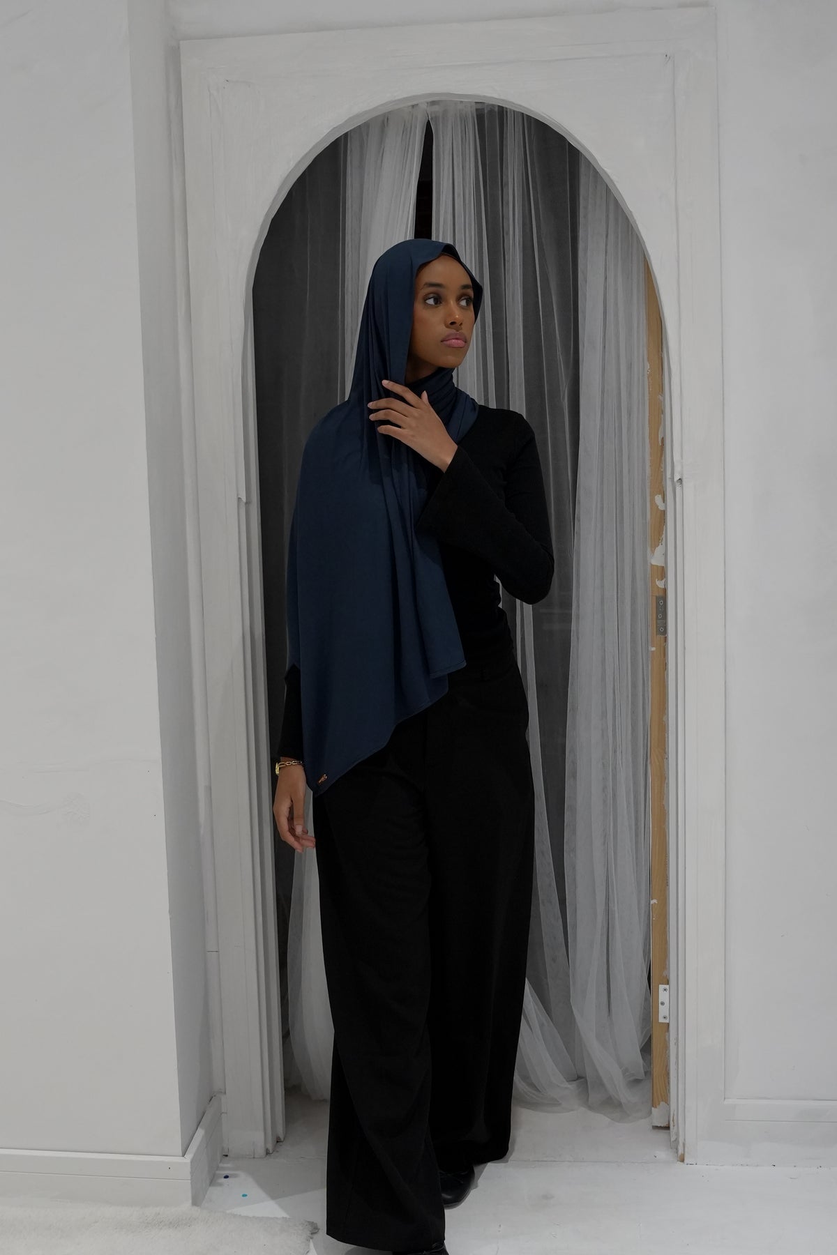 Bamboo Jersey Hijab Indigo Blue
