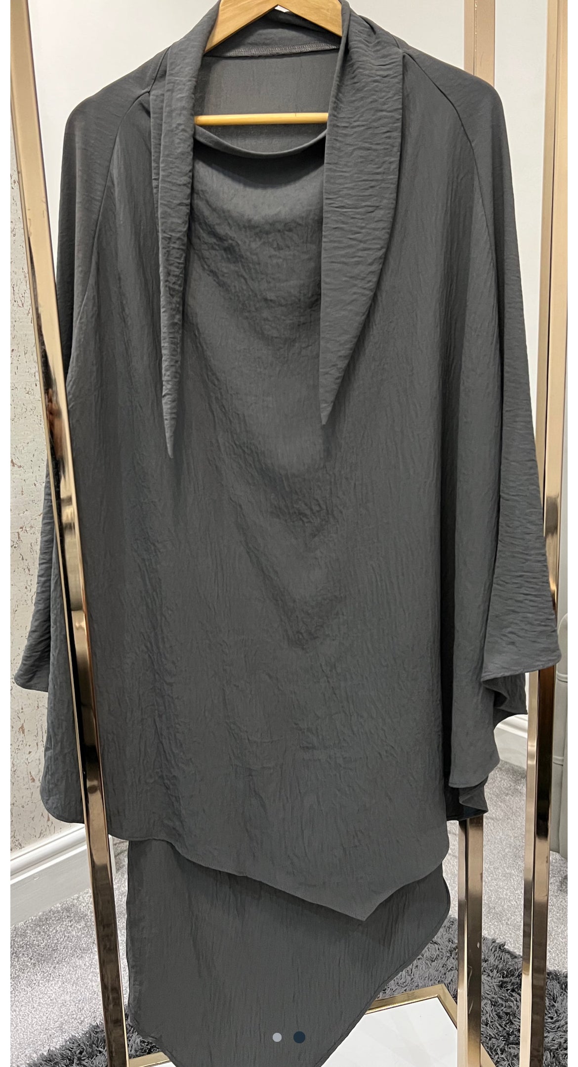 Abaya ve Khimar Set - Barut Grisi Abaya ve daha açık renk Khimar