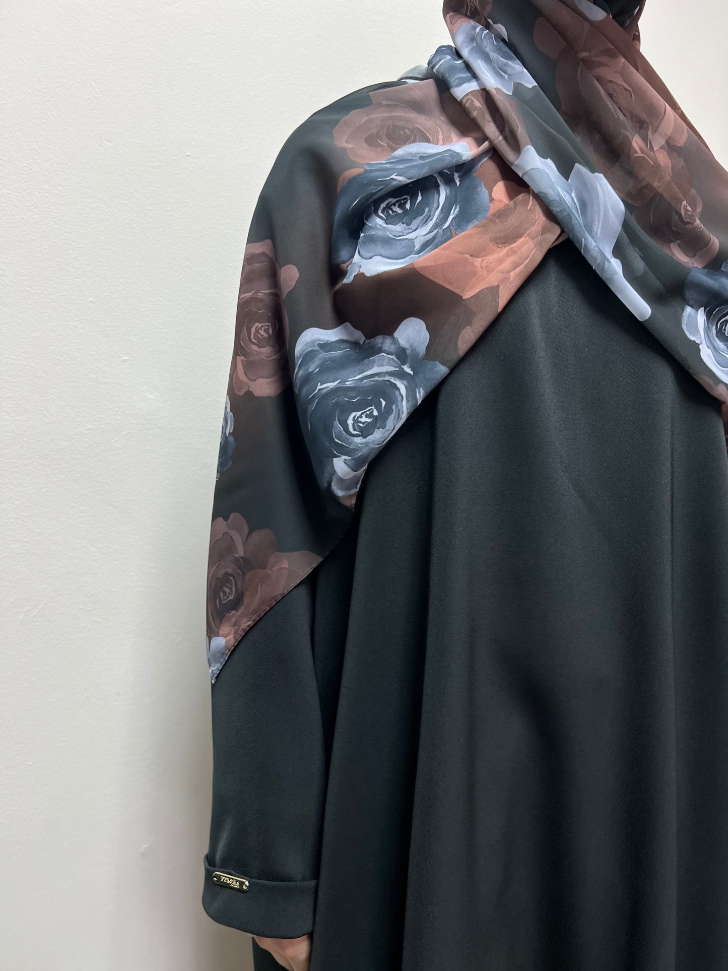 Yasmina Brown Rose Print Turkish Chiffon Hijab Mini