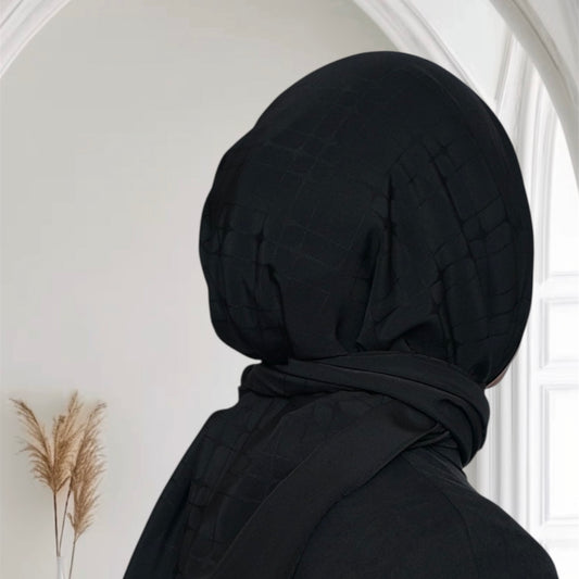 Black Edition Jaquard Square Hijab