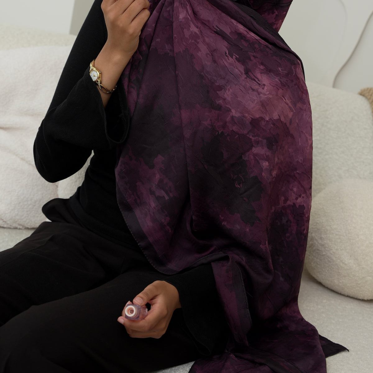Shadow Moss Crushed Hijab Plum