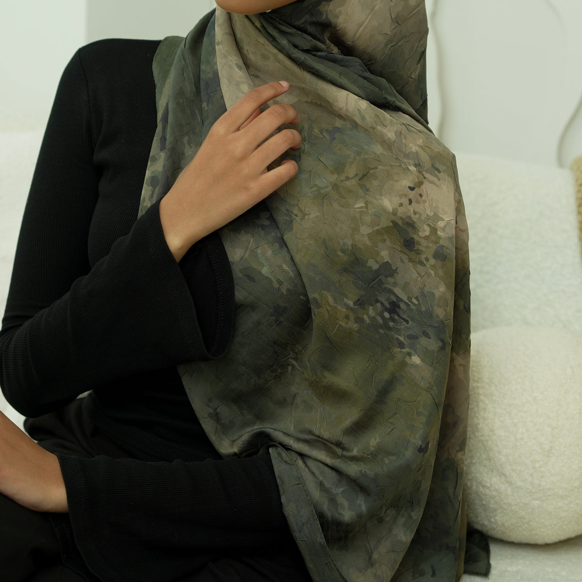 Shadow Moss Crushed Hijab Green
