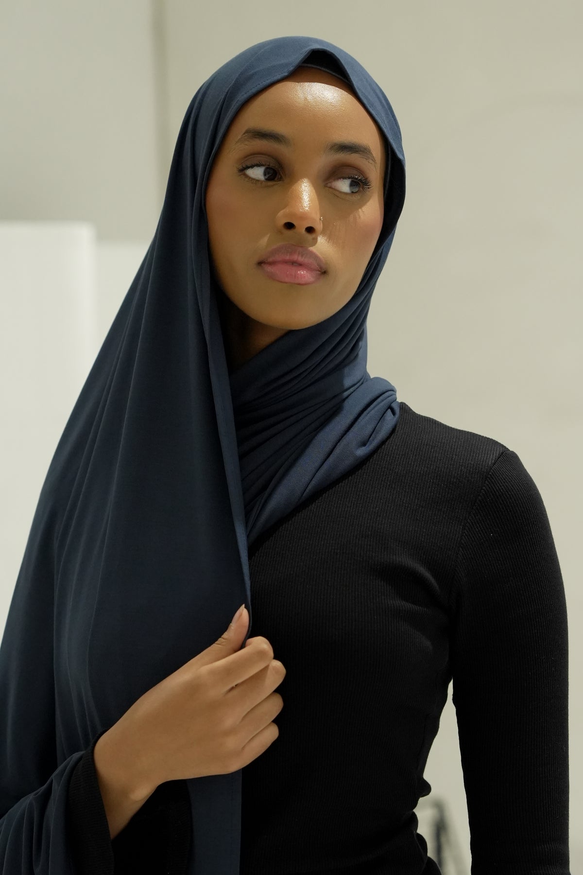 Bamboo Jersey Hijab Indigo Blue