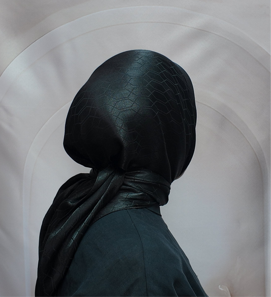Geometric Jacquard square hijab