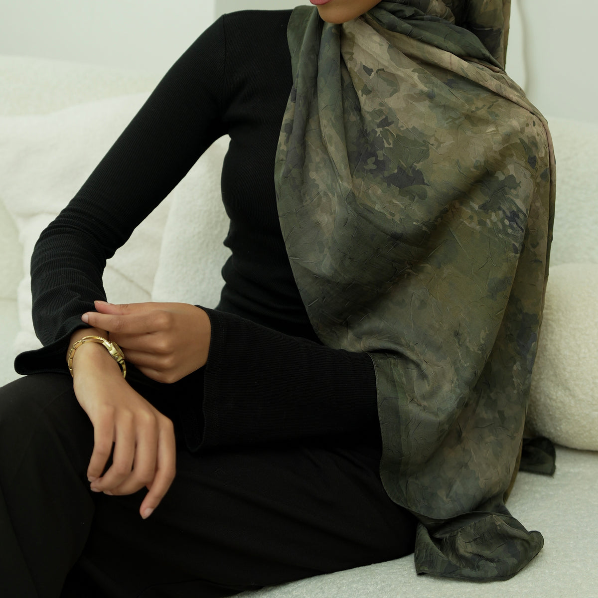 Shadow Moss Crushed Hijab Green